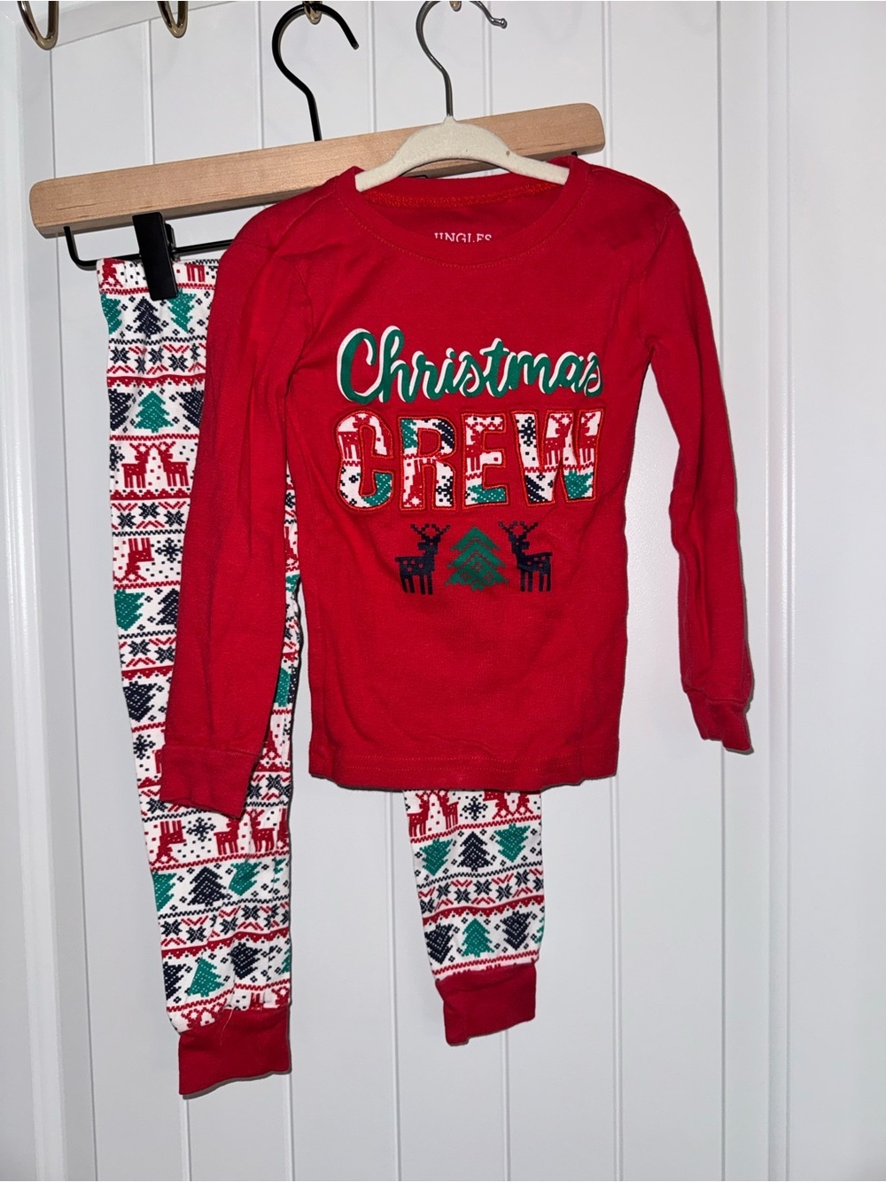 Christmas Crew Red Kids Pajama Set - Picture 2 of 6